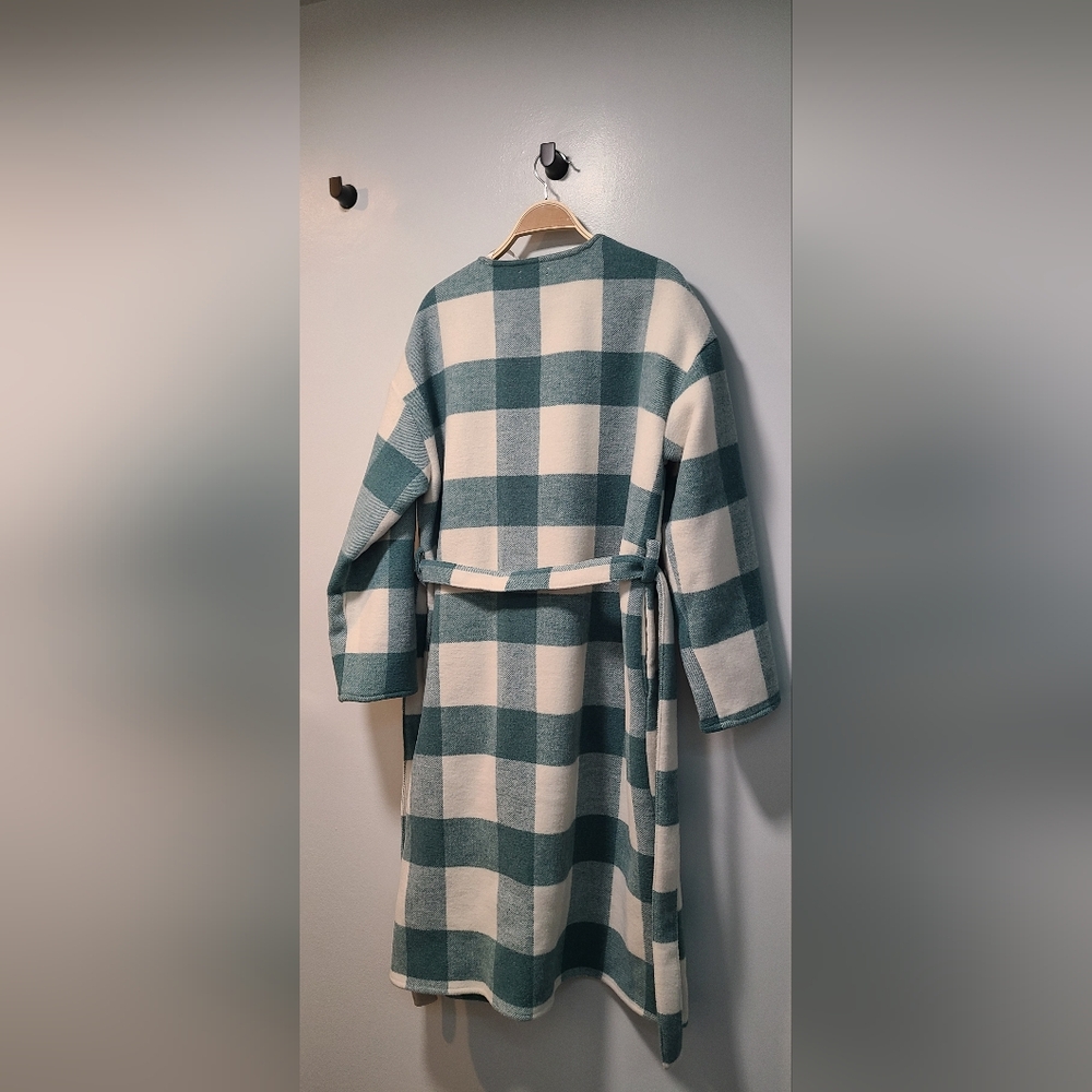 LOFT Plaid Belted Wrap Coat XS/S - Picture 2 of 7
